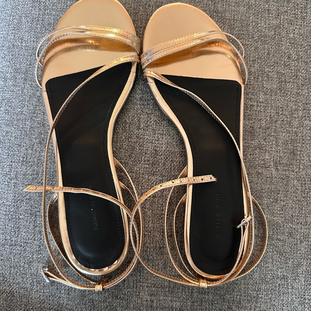 Isabel Marant Metallic Rose Gold Strappy Flat Sandals